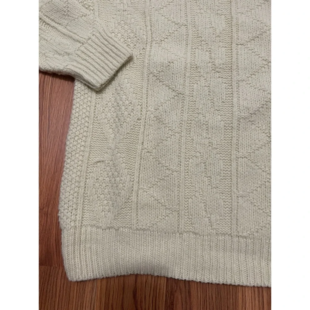 Lahmar Sweater Mens Small Fisherman Knit Cream Aran Cable Wool Blend